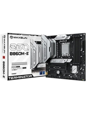 ����������� ����� MAXSUN MS-Terminator B860M-E, LGA1851, B860, 4*DDR5, 4*SATA3, 3*M.2, USB 3.2, USB 2.0, 1*PCIEx16, 1*PCIex4, 1*PCIex1, HDMI+DP, mATX