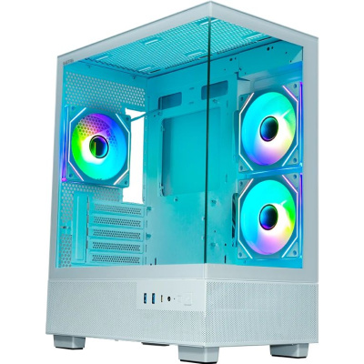 ������ XASTRA Q400M 3ARGB-C6-UC White mATX/Aquarium/Screewless/ 3x120mm ARGB PWM FM fans/Argb+PWM HUB 6port/ Type-C/ Q400M-3FM12A-C6-UC-WH