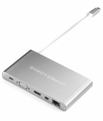USB- Hyper Drive Ultimate USB-C Hub  Macbook      Type-C. : USB-C PD, VGA, 4K HDMI, 4K Mini DisplayPort, Gigabit Ethernet, 3 x USB-A, SD, Micro SD, 3.5mm AUX.  .