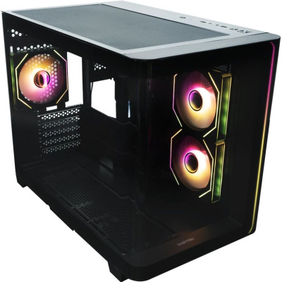 ������ XASTRA QR600M 3ARGB C10-UC Black mATX/Aquarium/Curve Glass /Led Strip/3x120mm ARGB PWM FM fans/ Argb+PWM HUB 10port /Type-C/ QR600M-3FM12A-C10-UC-L