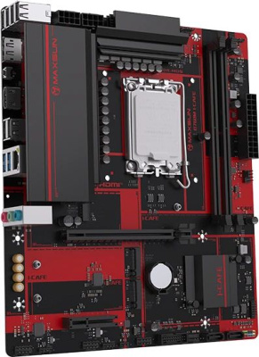 ����������� ����� Maxsun B760M I-CAFE, Socket 1700, B760, mATX, black-red, RTL