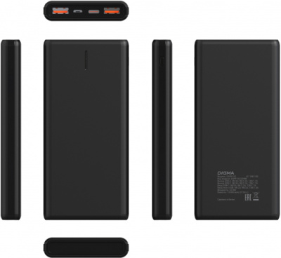 ������� ����������� Digma DGPF10C 10000mAh QC3.0/PD3.0 22.5W 3A 2xUSB-A/USB-C ������ (DGPF10C22PBK)