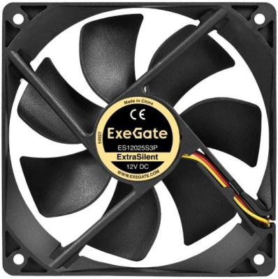 Exegate EX297053RUS ���������� 12� DC ExeGate ExtraSilent ES12025S3P (120x120x25 ��, Sleeve bearing (��������� ����������), 3pin, 1300RPM, 22dBA)