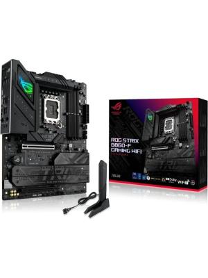 ����������� ����� ASUS ROG STRIX B860-F GAMING WIFI, LGA1851, B860, 4*DDR5, 4*SATA, 4*M.2, 7*USB 3.2, Type-C, 2*PCIx16, DP+HDMI, ATX; 90MB1JG0-M0EAY0