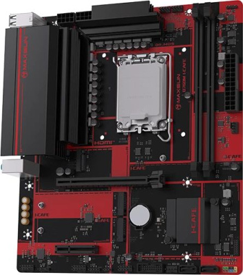 ����������� ����� Maxsun B760M I-CAFE, Socket 1700, B760, mATX, black-red, RTL