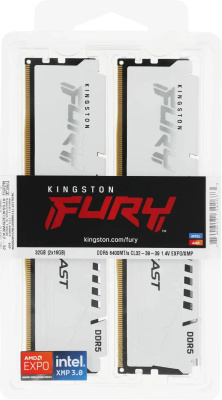������ ������ DDR 5 DIMM 32Gb PC51200, 6400Mhz, Kingston FURY Beast White EXPO CL32 (Kit of 2) (KF564C32BWEK2-32)