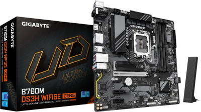 ����������� ����� Gigabyte B760M DS3H WF6E GEN5, LGA 1700, Intel B760, mATX, Ret