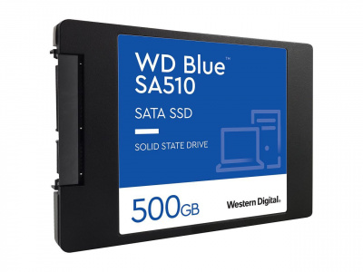 ������������� ���������� WD SSD Blue, 500GB, 2.5" 7mm, SATA3, 3D TLC, R/W 560/510MB/s, IOPs 90 000/82 000, TBW 200, DWPD 0.2 12 ���. (WDS500G3B0A)