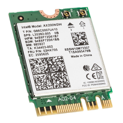 Wi-Fi ������� Intel AX200.NGWG.NV Bluetooth+Wi-Fi �������, �������� Wi-Fi: 802.11ax, �������� Bluetooth: 5.2, ����������� ����� M.2