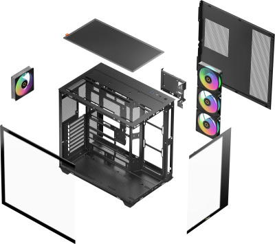 ������ �� Case Ocypus Gamma C74 BK ARGB, Midi-Tower, ��� �� (Gamma-C74-BKD400XX-GL)
