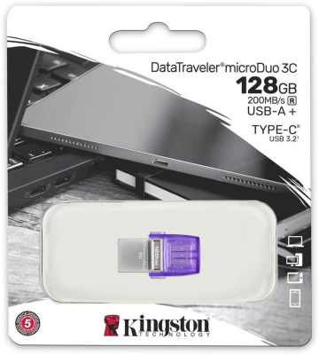   Kingston 128Gb DataTraveler microDuo 3C DTDUO3CG3/128GB USB3.0 