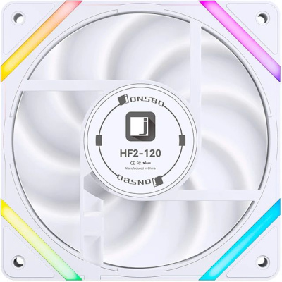 ����� ��� �������/ Case Cooler JONSBO HF2-120WR Reverse (120x120x25mm, 4-pin PWM, ARGB, 63.3CFM, 29.5dBA, 2200RPM, White)