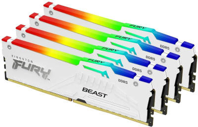 ������ �����������/ Kingston 128GB 5200MT/s DDR5 CL40 DIMM (Kit of 4) FURY Beast White RGB XMP (KF552C40BWAK4-128)