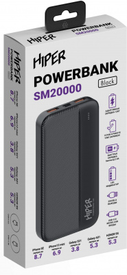   Hiper SM20000 20000mAh 2.1A 2xUSB  (SM20000 BLACK)