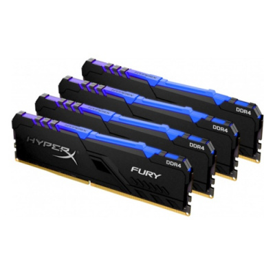 DDR 4 DIMM 32Gb PC25600, 3200Mhz, Kingston HyperX FURY RGB CL16 (Kit of 4) (HX432C16FB3AK4/32) (retail)