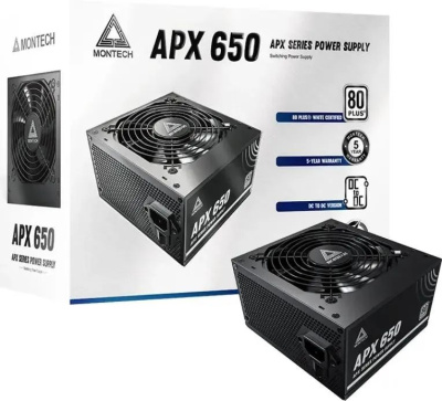 ���� ������� Montech ATX 650W APX 650 80 PLUS WHITE (20+4pin) APFC 120mm fan 6xSATA Cab Manag RTL