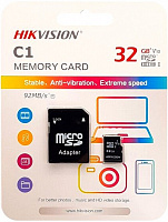   32Gb Hikvision C1 Class 10 microSDXC + SD  (HS-TF-C1(STD)/32G/Adapter)