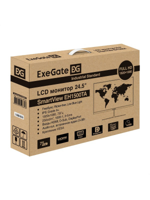 ������� ExeGate 24.5" SmartView EH1500TA {IPS 1920x1080 75Hz 3-5ms 16:9 250cd 1000:1 Speakers audio-out D-Sub HDMI DisplayPort USB} [EX300410RUS]