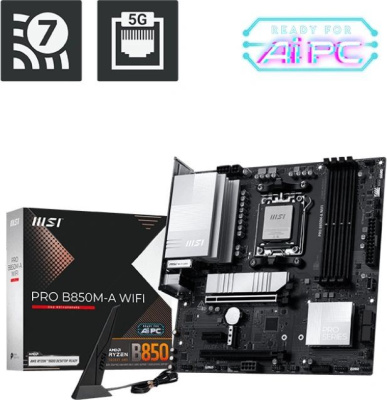 ����������� ����� MSI PRO B850M-A WIFI, SocketAM5, AMD B850, mATX, Ret
