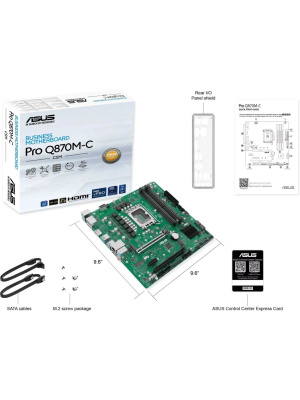 ����������� ����� ASUS PRO Q870M-C-CSM, LGA1851, Q870, 4*DDR5, 4*SATA, 2*M.2, 3*USB 3.2, 2*USB 2.0, Type-C, 2*PCIx16, 1*PCIx1, 2*DP+VGA, mATX; 90MB1KEP-M0EAYC