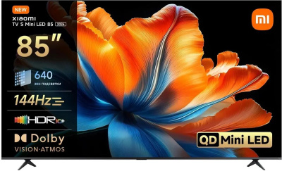 ��������� 85" Xiaomi TV S Mini LED 85 2026 QLED, 4K Ultra HD, Smart TV, Google TV, �����-�����